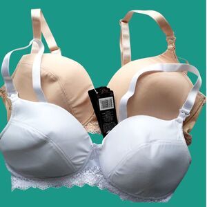 Lof ot 2 Evanesse 42D Lace Nursing Feeding Bras with Evaporation Technology NWT